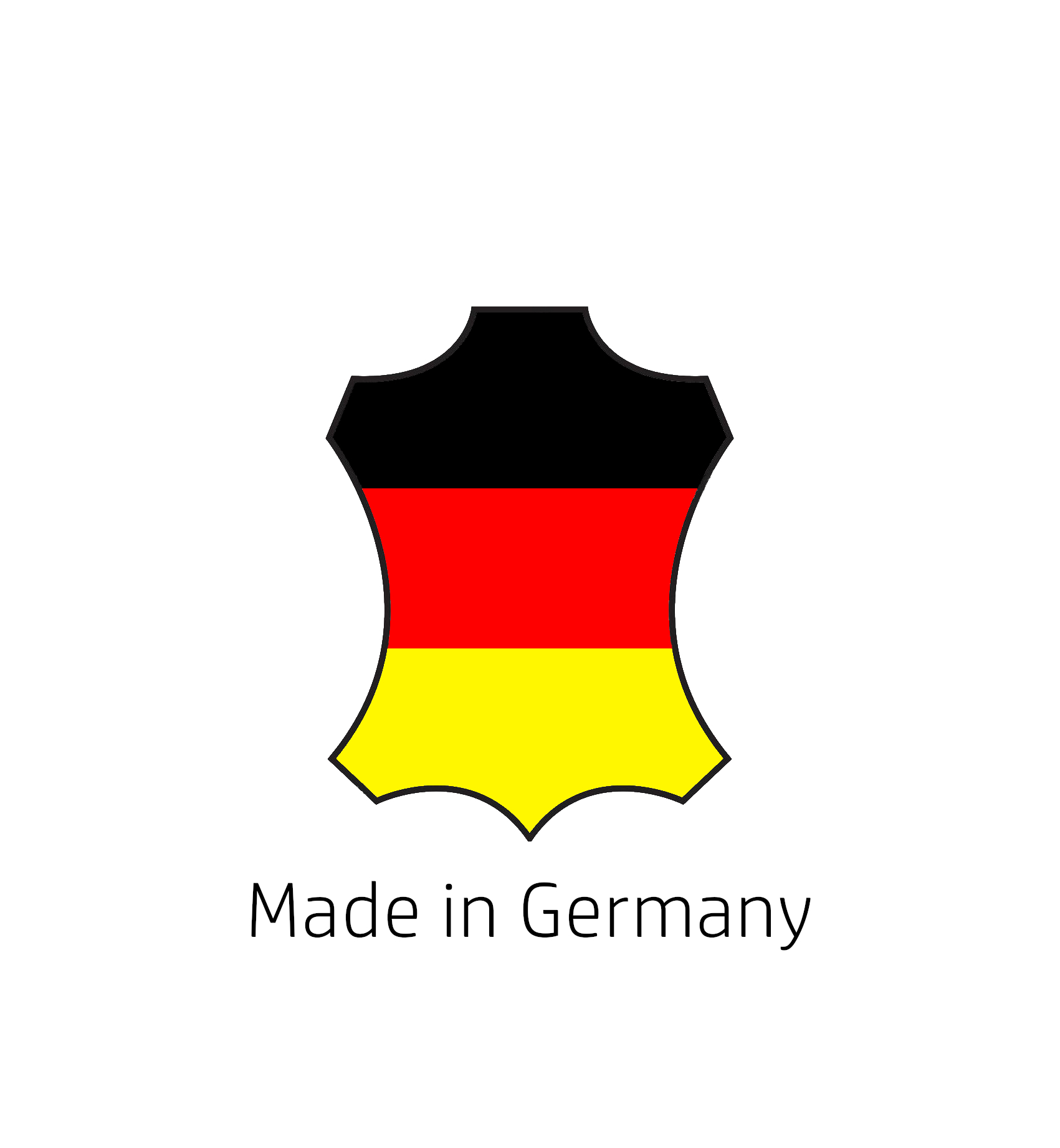 Logo Made in Germany mit Leder-Symbol in Schwarz-Rot-Gold
