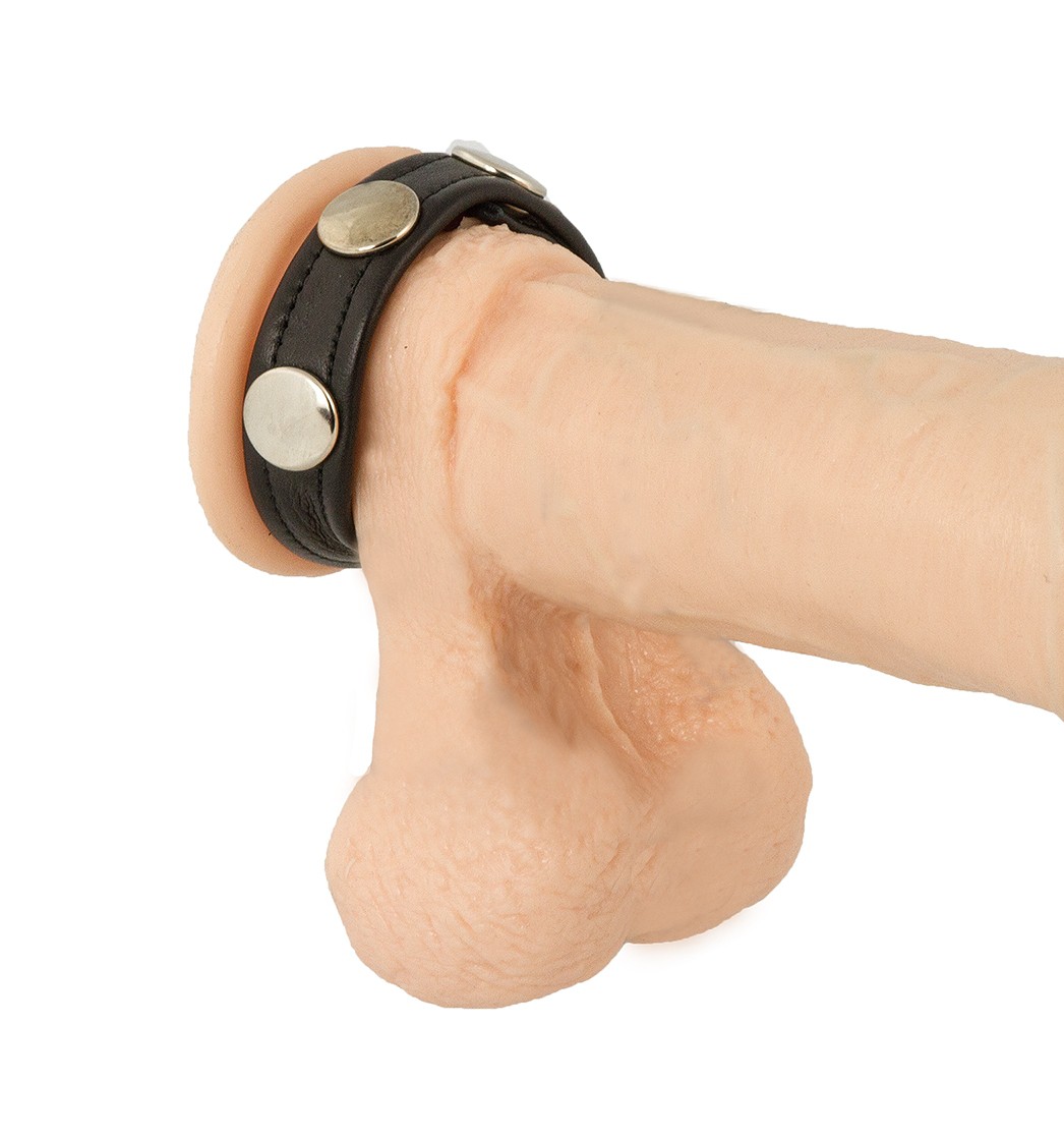 Hodenband aus schwarzem Nappaleder mit Druckknöpfen