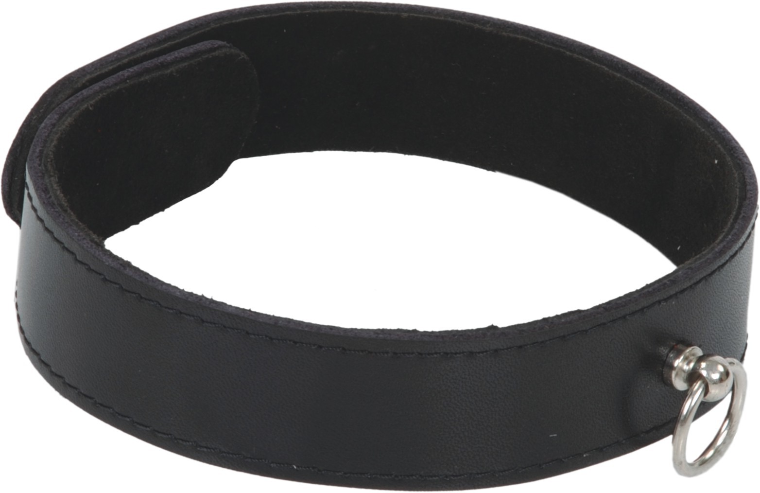 Schwarzes Lederhalsband mit Ring der O und Schnallenverschluss – robustes BDSM-Zubehör