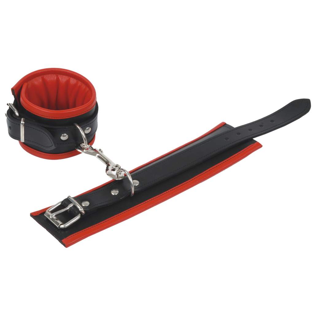 Fußfesseln, Lederpolster schwarz-rot