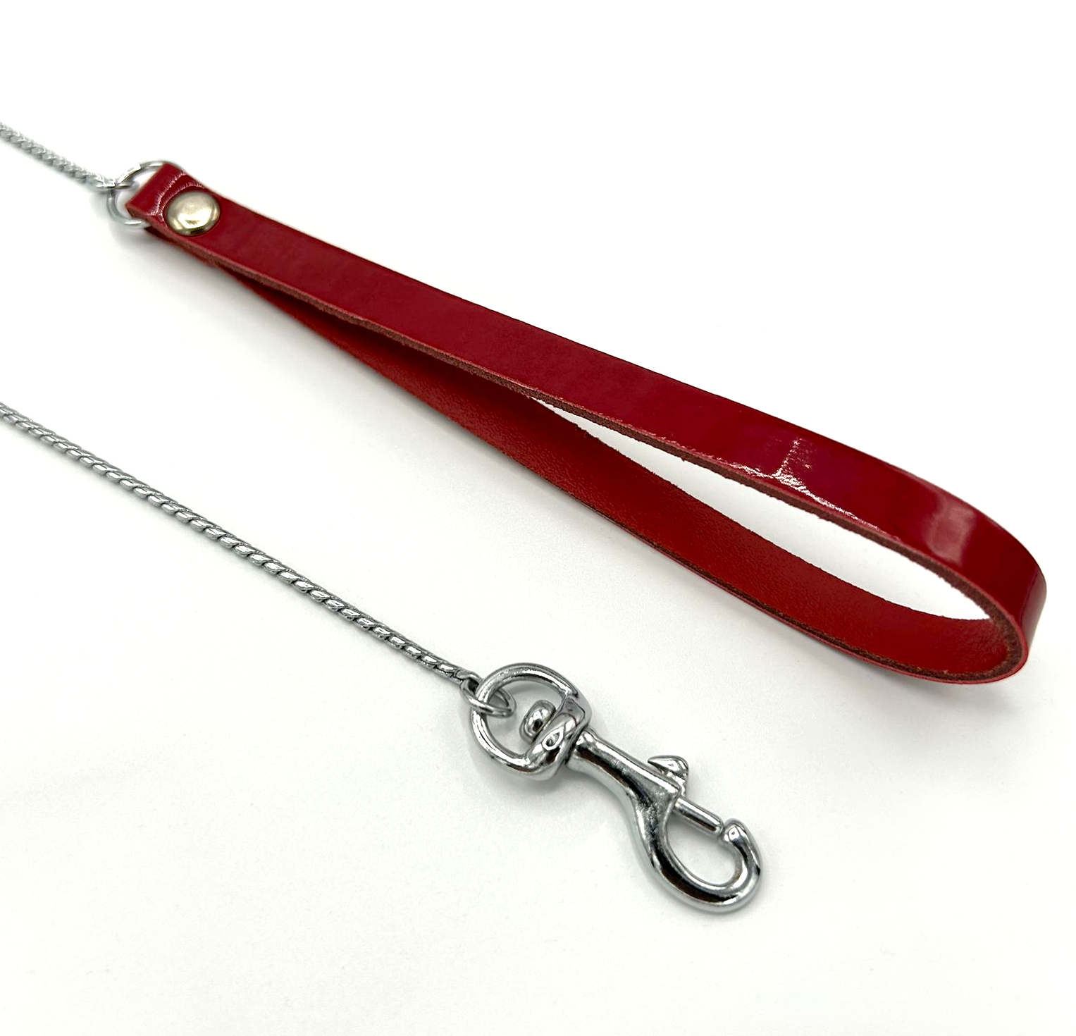 zarte Führungsleine mit roter Lacklederschlaufe