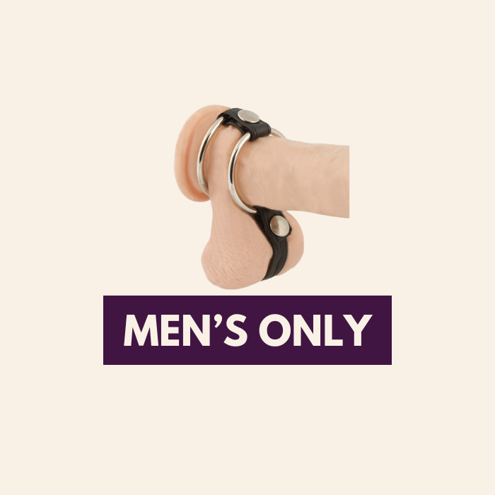 BDSM Männerzubehör – schwarzer Cockring aus Leder mit Metallringen