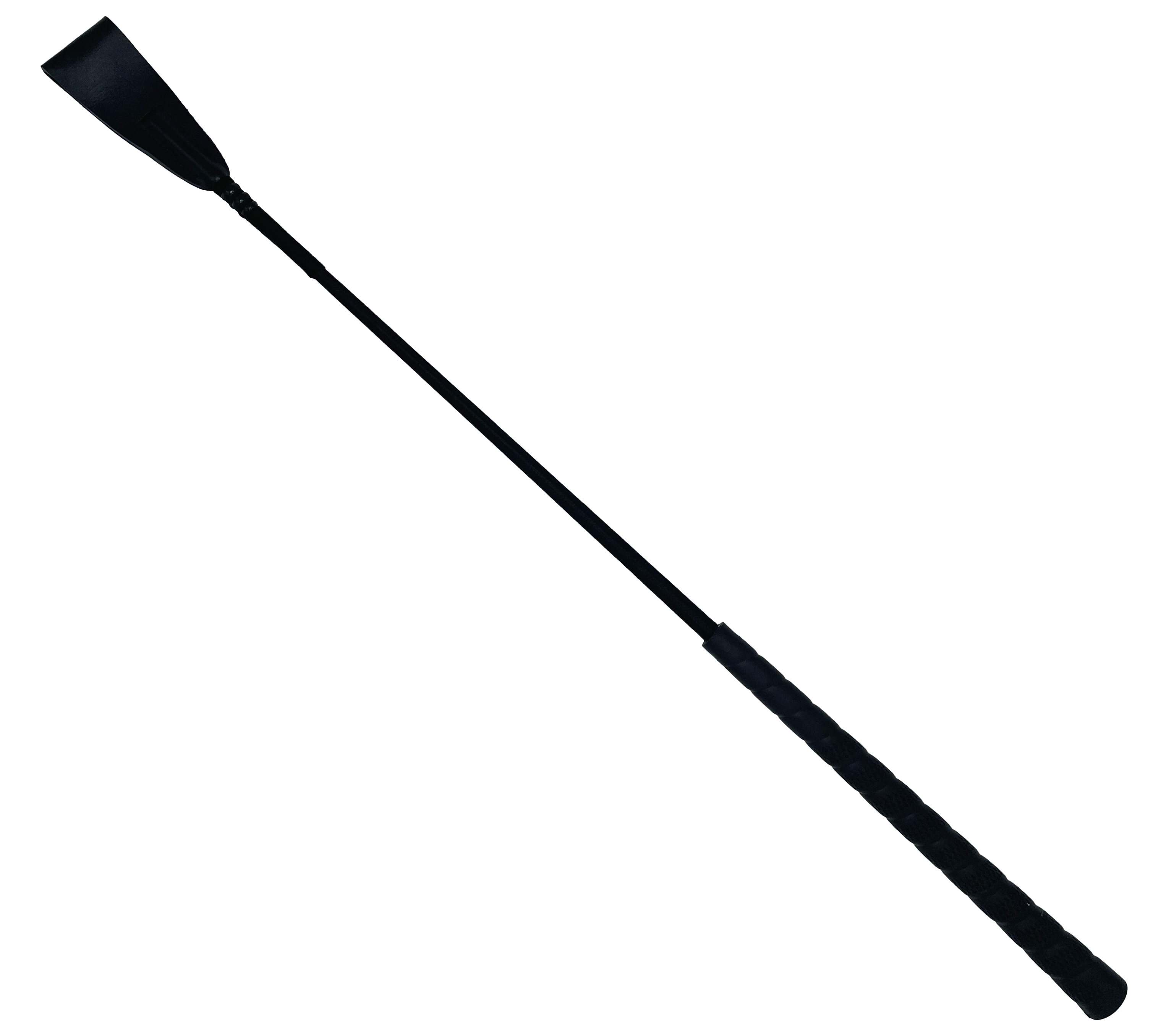 chwarze Gummi-Gerte in voller Länge mit strukturiertem Griff und flexiblem Schlagkopf