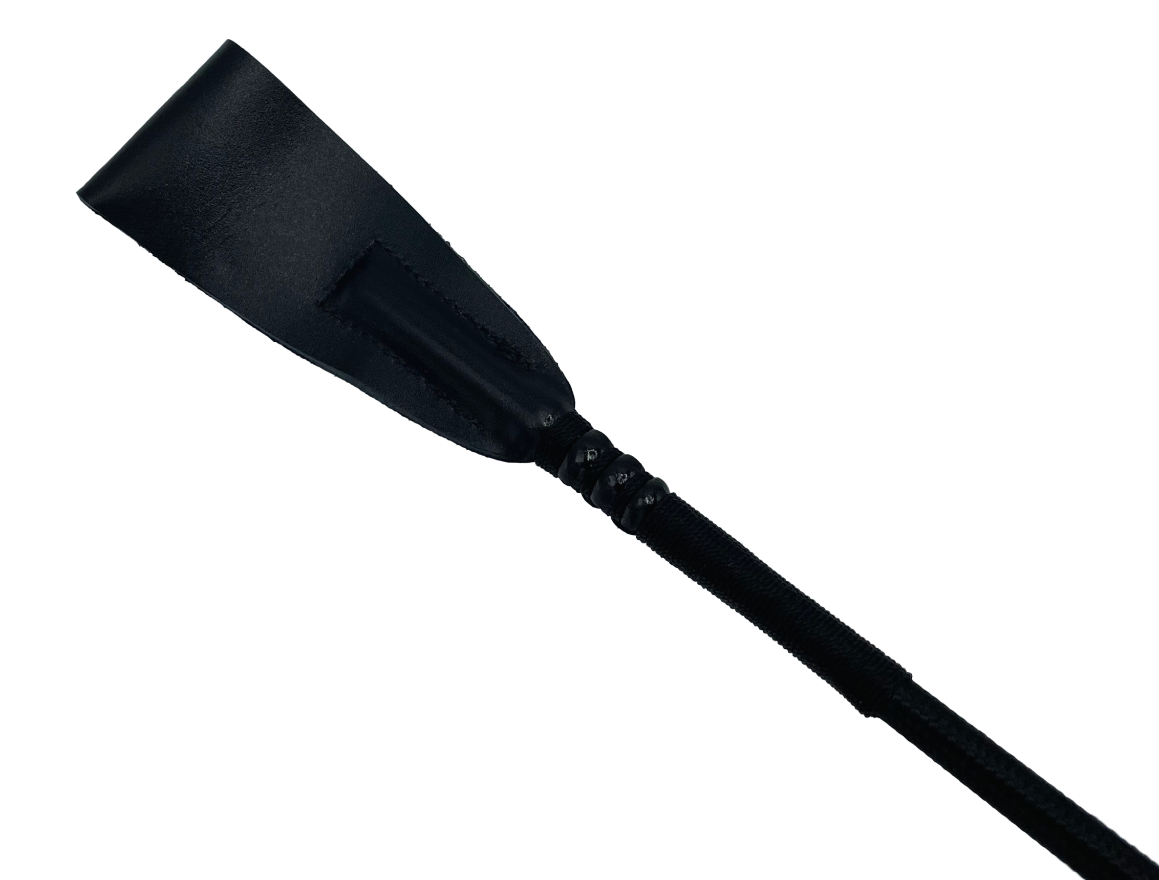 Nahaufnahme des Schlagkopfs einer schwarzen Gummi-Gerte