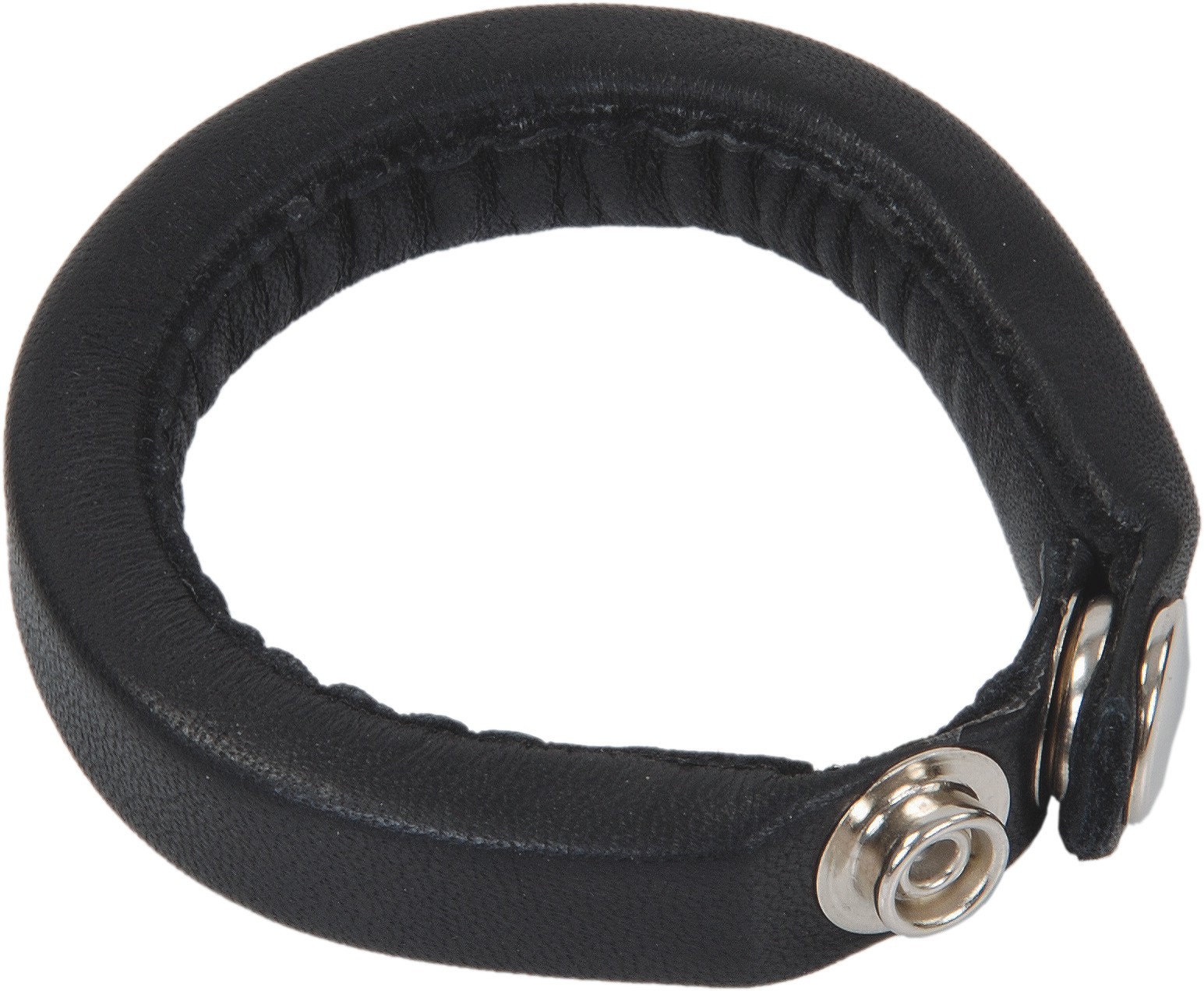 Gepolstertes Hodenband aus Leder mit Druckknopfverschluss – Schwarz